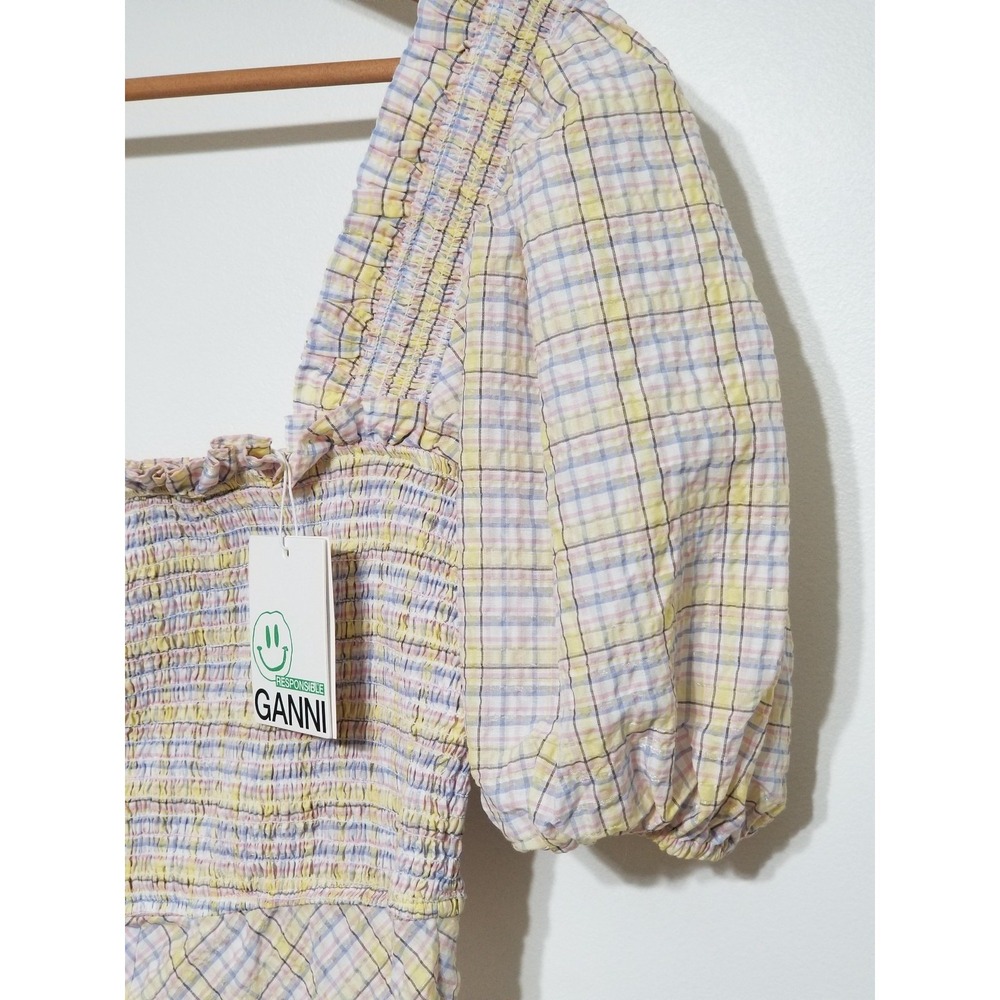 NWT GANNI Seersucker Check Midi Dress Multicolor Size EU 40/ US 8 $260 - Picture 10 of 16